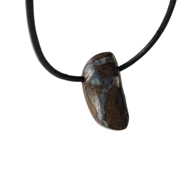 Boulder Opal Edelstein Kette mit Lederband