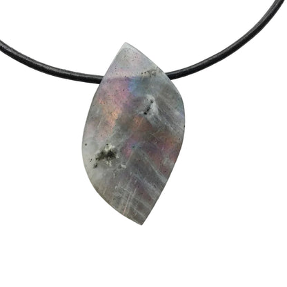 Labradorit Edelstein Kette mit Lederband
