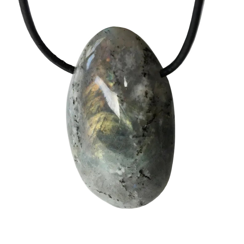 Labradorit Edelstein Kette mit Lederband