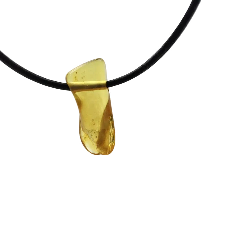 Bernstein Edelstein Kette mit Lederband