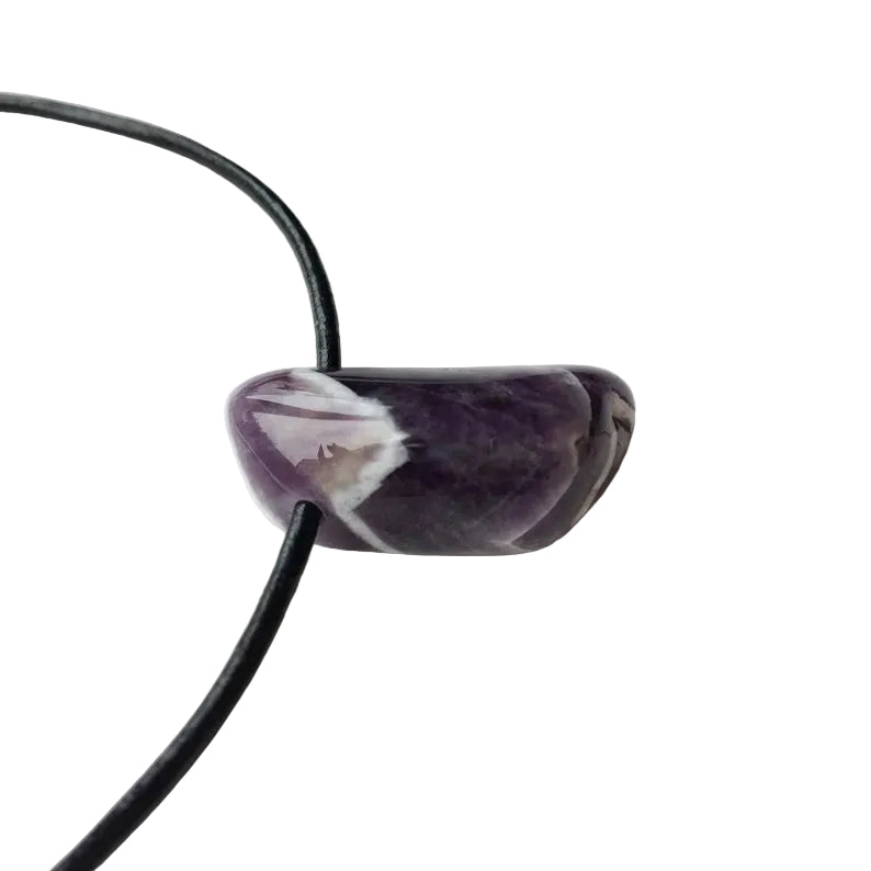 Amethyst Edelstein Kette mit Lederband