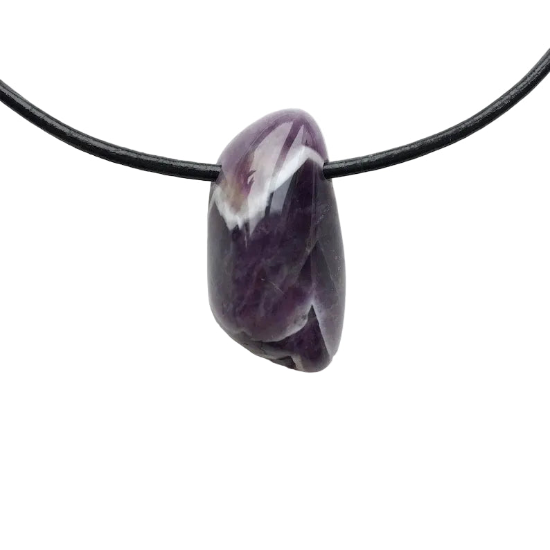 Amethyst Edelstein Kette mit Lederband