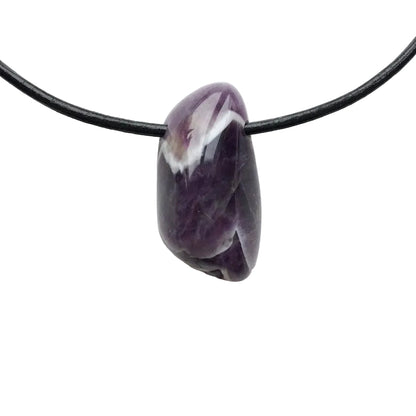 Amethyst Edelstein Kette mit Lederband