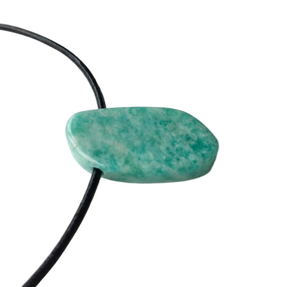 Amazonit Edelstein Kette mit Lederband