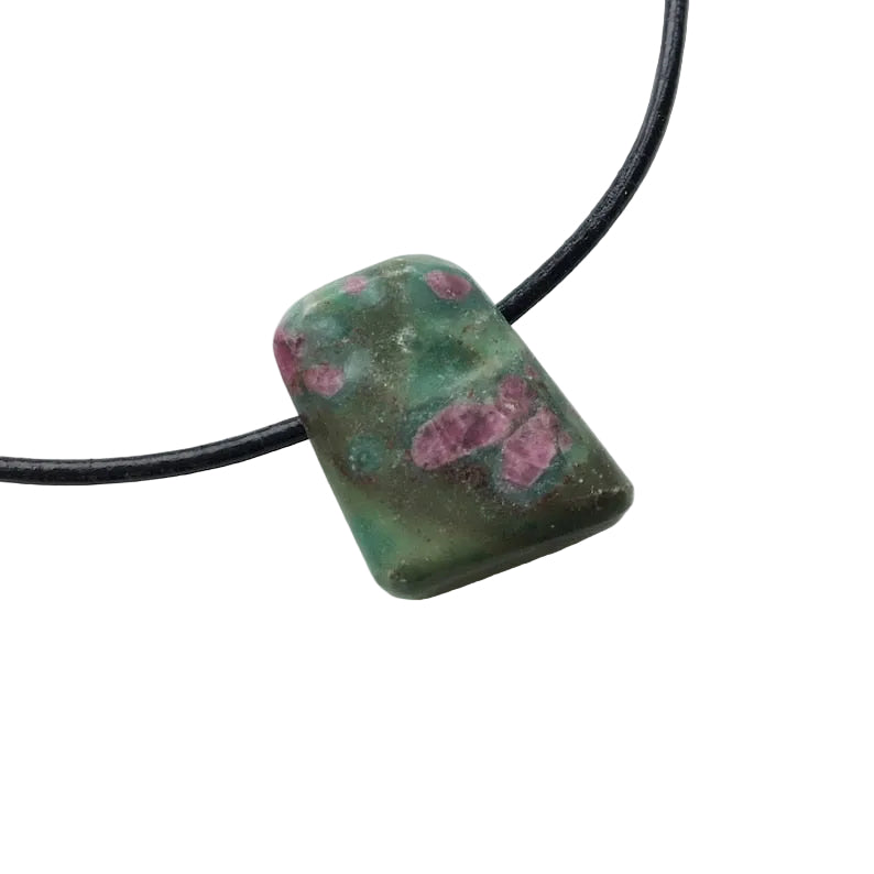 Rubin Fuchsit Edelstein Kette mit Lederband