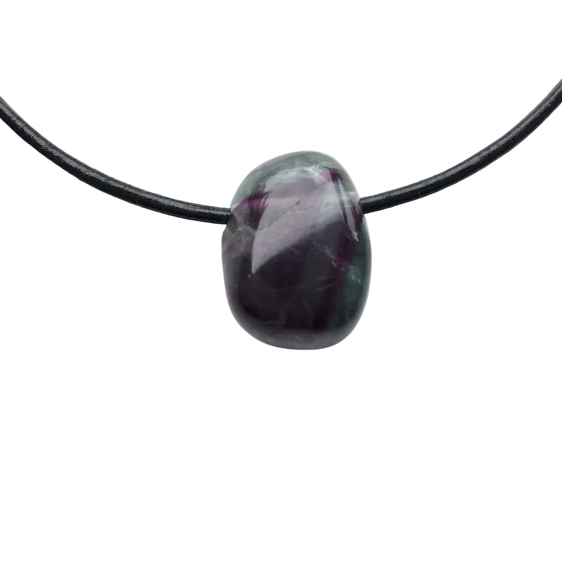 Fluorit Edelstein Kette mit Lederband