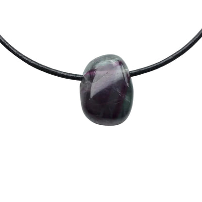 Fluorit Edelstein Kette mit Lederband