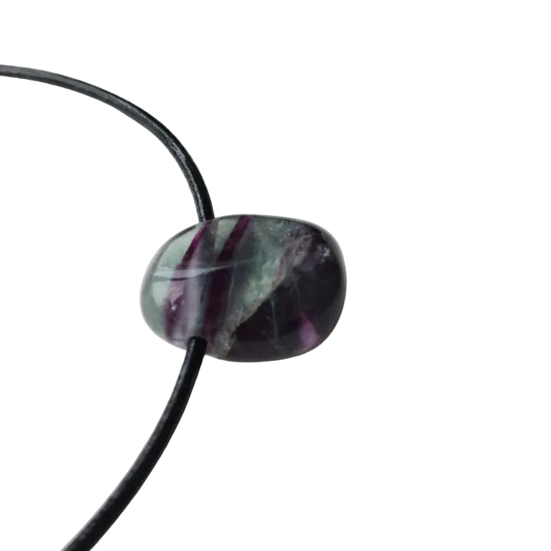 Fluorit Edelstein Kette mit Lederband