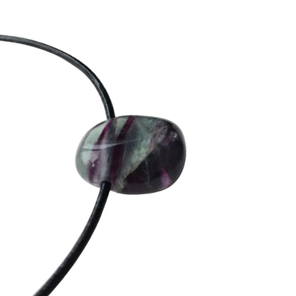 Fluorit Edelstein Kette mit Lederband