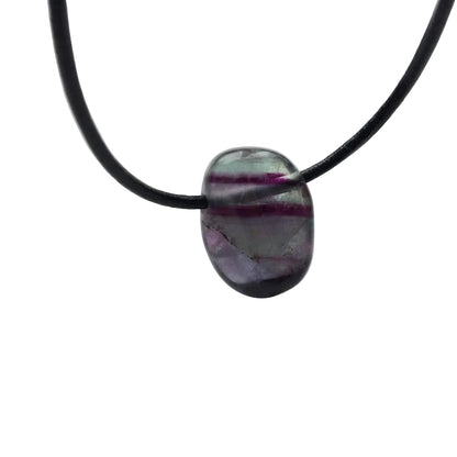 Fluorit Edelstein Kette mit Lederband