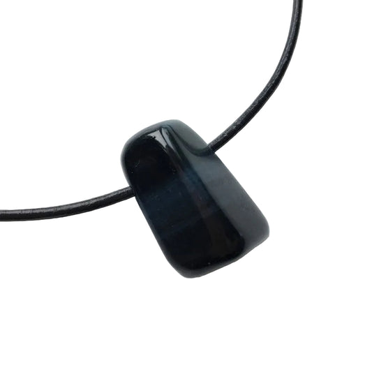 Falkenauge Edelstein Kette mit Lederband