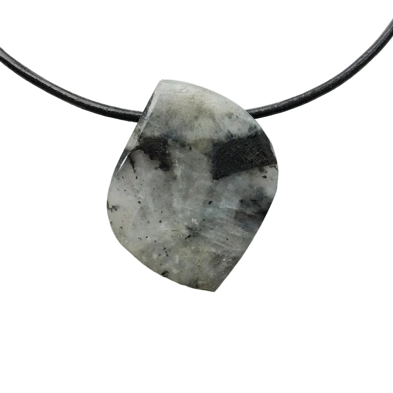 Labradorit Edelstein Kette mit Lederband