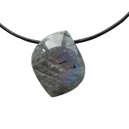 Labradorit Edelstein Kette mit Lederband