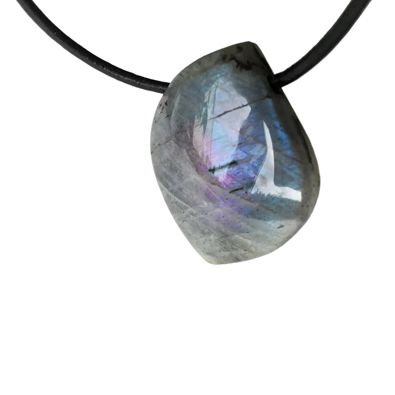 Labradorit Edelstein Kette mit Lederband