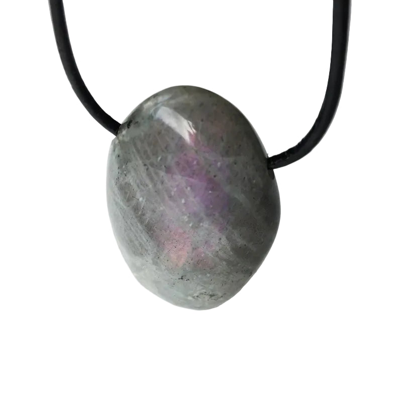 Labradorit Edelstein Kette mit Lederband