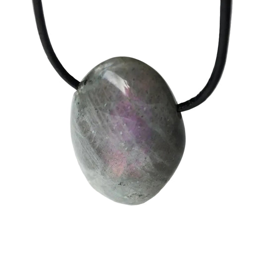 Labradorit Edelstein Kette mit Lederband