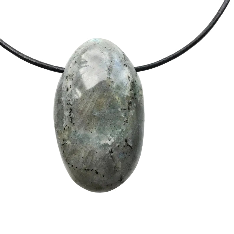 Labradorit Edelstein Kette mit Lederband