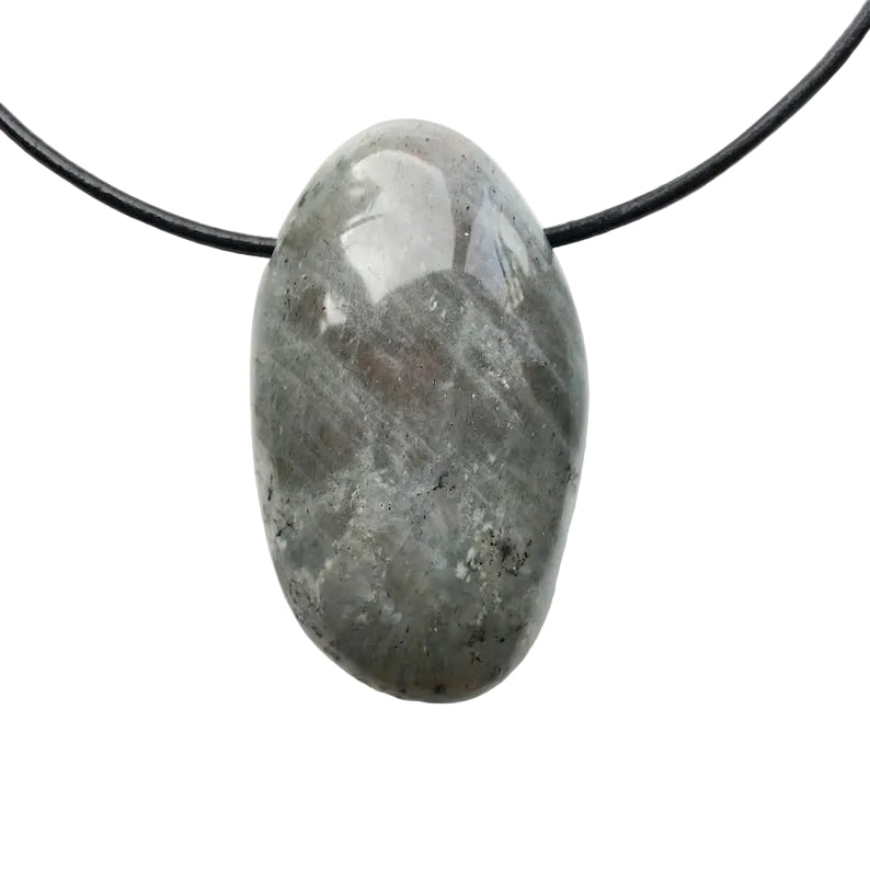 Labradorit Edelstein Kette mit Lederband