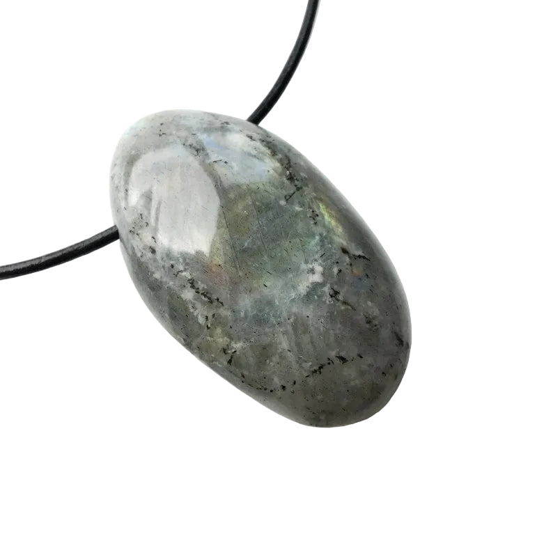 Labradorit Edelstein Kette mit Lederband