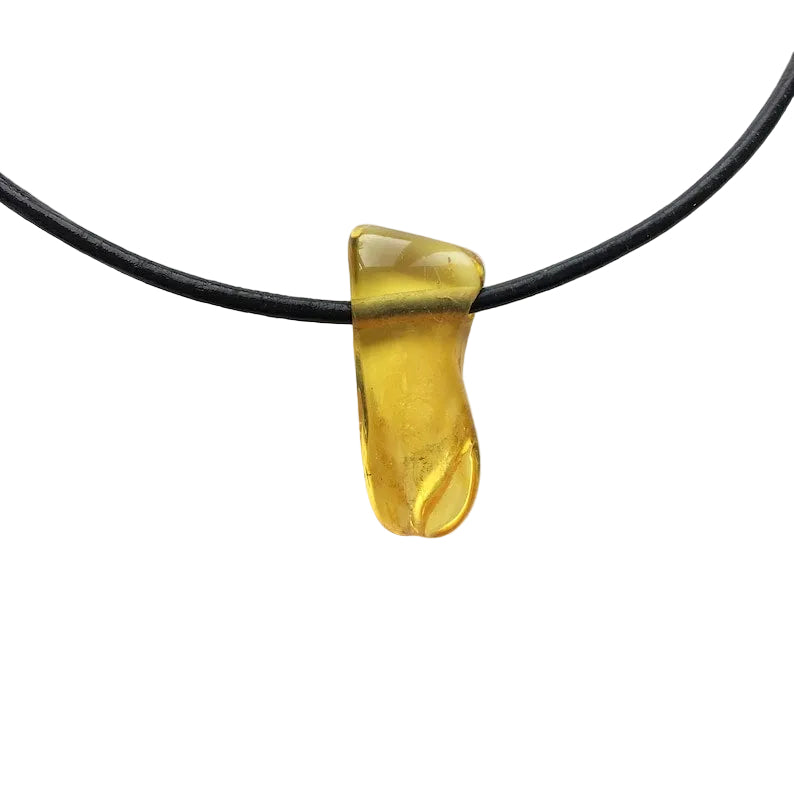 Bernstein Edelstein Kette mit Lederband