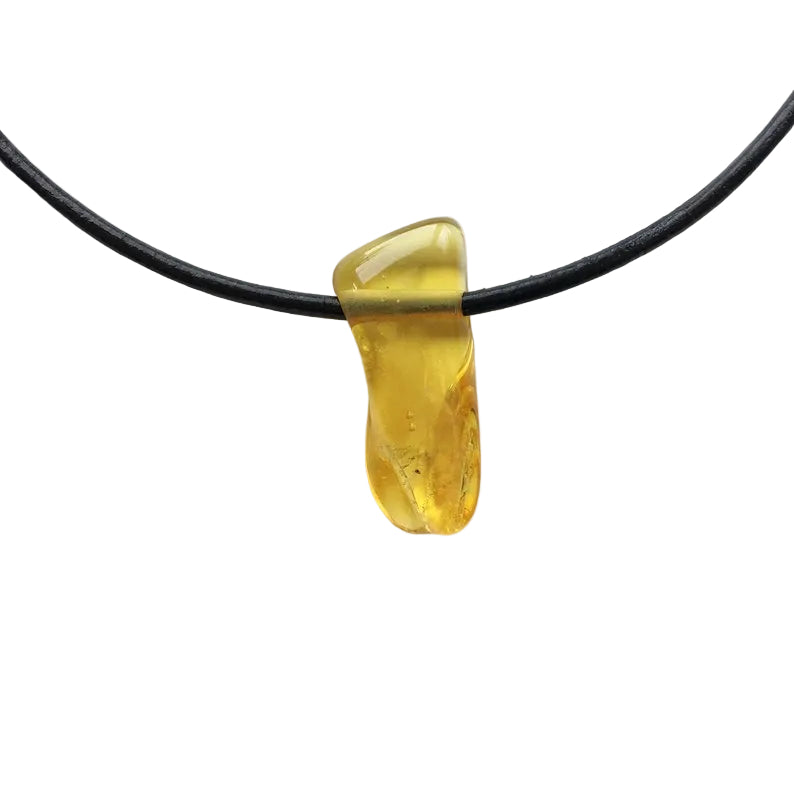 Bernstein Edelstein Kette mit Lederband