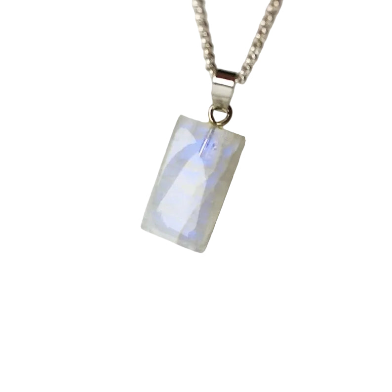 Regenbogen Mondstein Anhänger 925 Silber Edelstein Kette