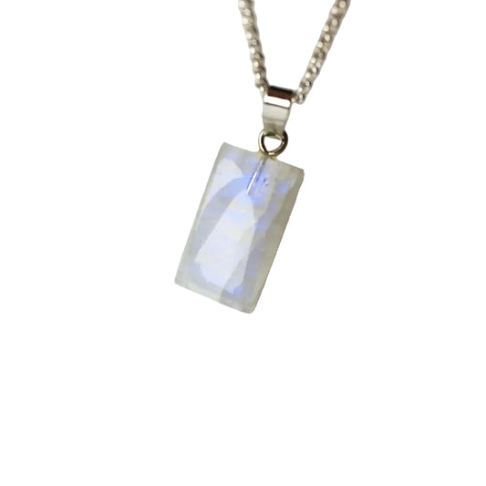 Regenbogen Mondstein Anhänger 925 Silber Edelstein Kette