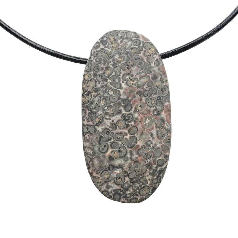 Leoparden Jaspis Edelstein Kette mit Lederband