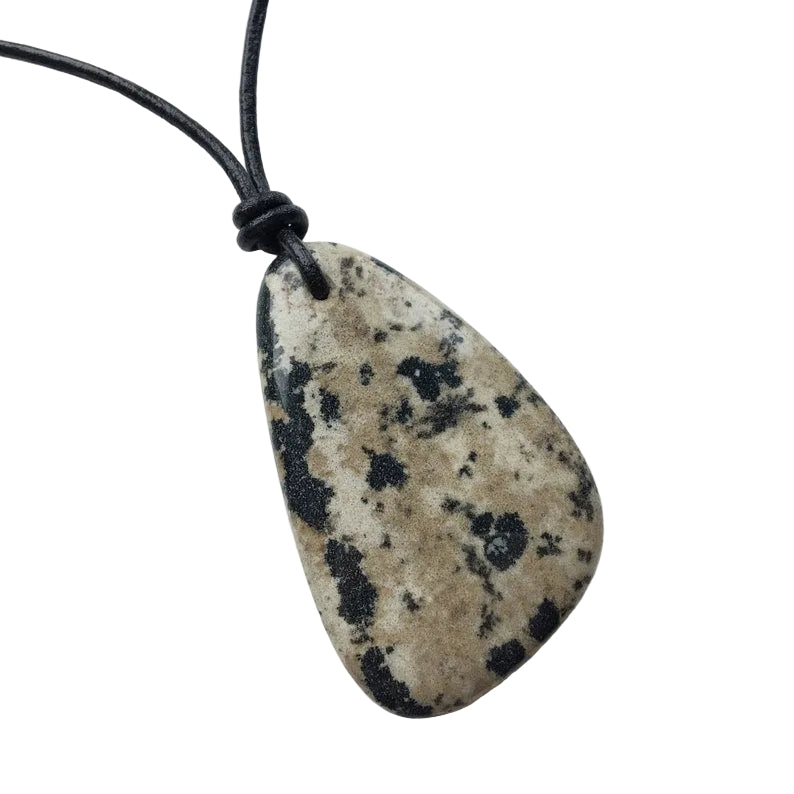 Dalmatiner Jaspis Edelstein Kette mit Lederband