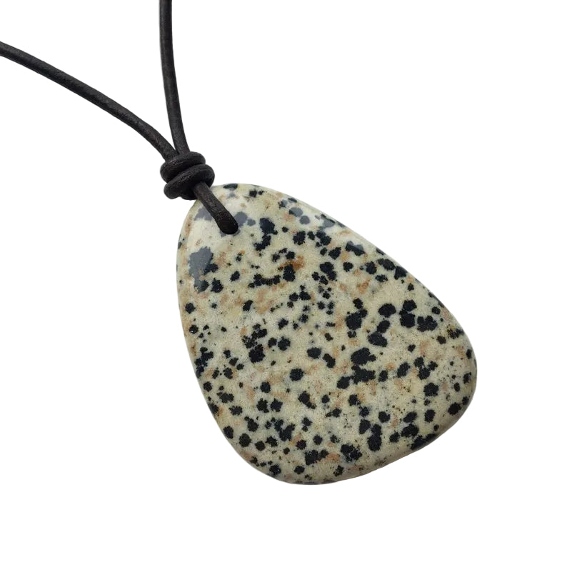 Dalmatiner Jaspis Kette Edelstein mit Lederband