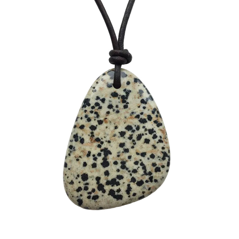 Dalmatiner Jaspis Kette Edelstein mit Lederband
