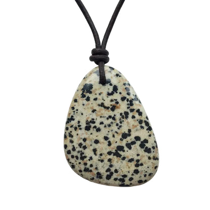Dalmatiner Jaspis Kette Edelstein mit Lederband