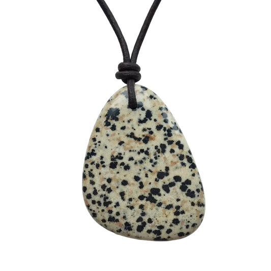 Dalmatiner Jaspis Kette Edelstein mit Lederband