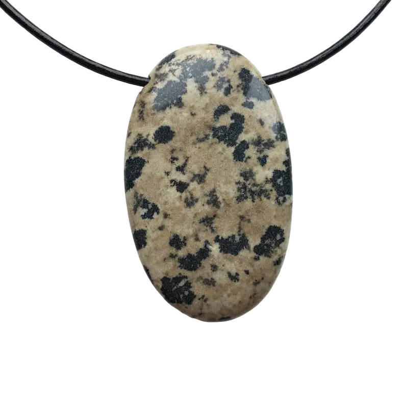 Dalmatiner Jaspis Edelstein Kette mit Lederband