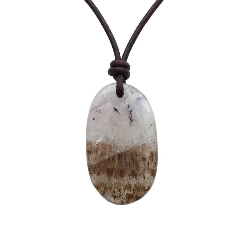 Goethitquarz Cacoxenit Kette Edelstein mit Lederband