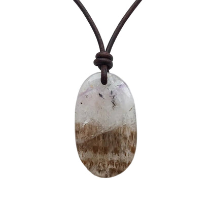 Goethitquarz Cacoxenit Kette Edelstein mit Lederband