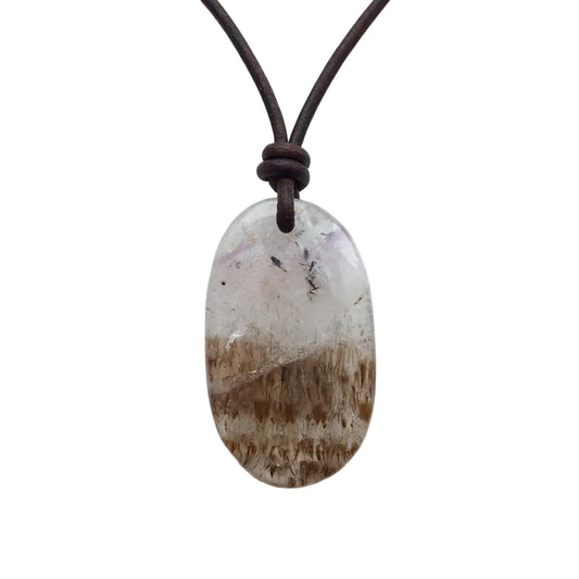 Goethitquarz Cacoxenit Kette Edelstein mit Lederband