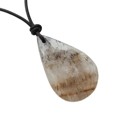 Goethitquarz Cacoxenit Kette Edelstein mit Lederband