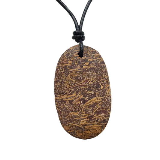 Schlangen Jaspis Edelstein Kette mit Lederband