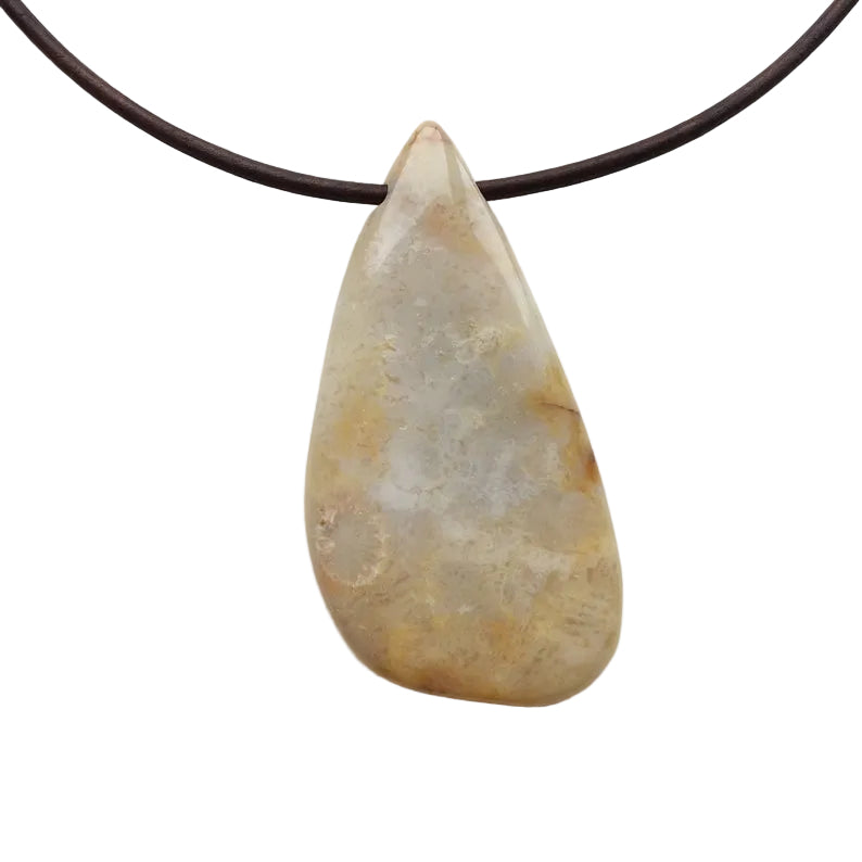 versteinerte Koralle Edelstein Kette mit Lederband