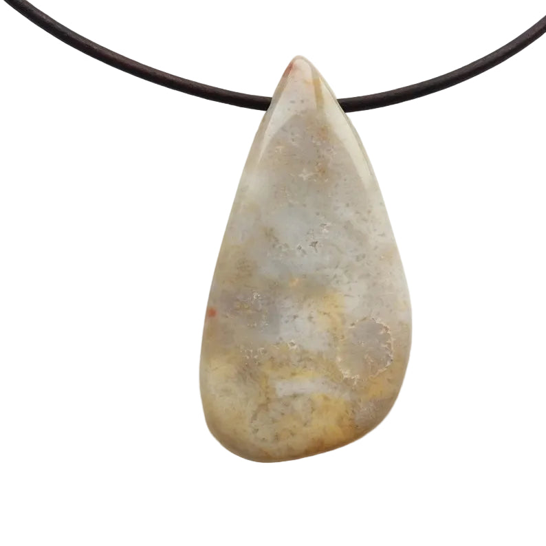 versteinerte Koralle Edelstein Kette mit Lederband