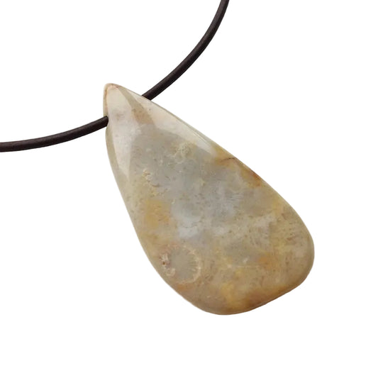 versteinerte Koralle Edelstein Kette mit Lederband