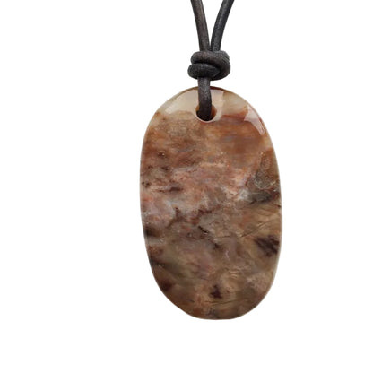 versteinertes Holz Edelstein Kette mit Lederband