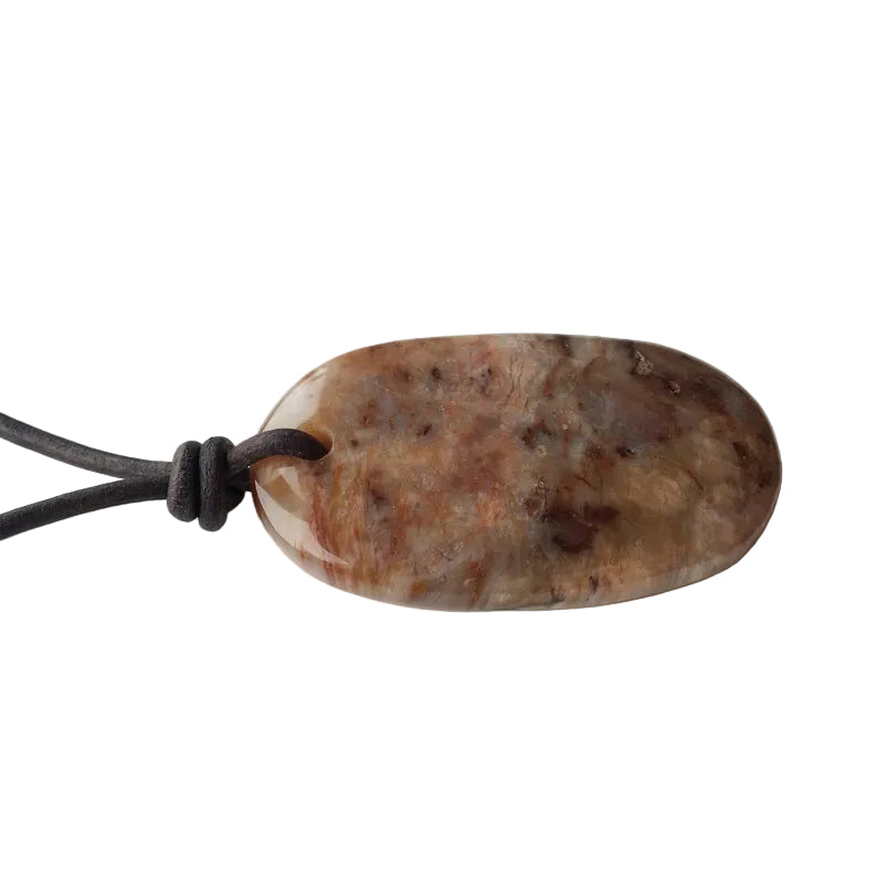 versteinertes Holz Edelstein Kette mit Lederband