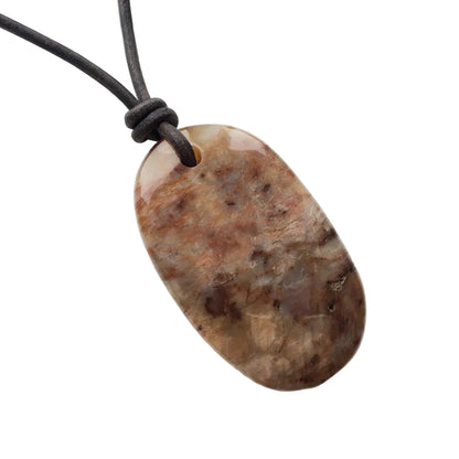 versteinertes Holz Edelstein Kette mit Lederband