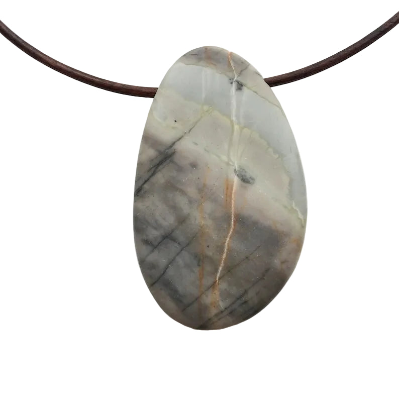 Picasso Jaspis Edelstein Kette mit Lederband