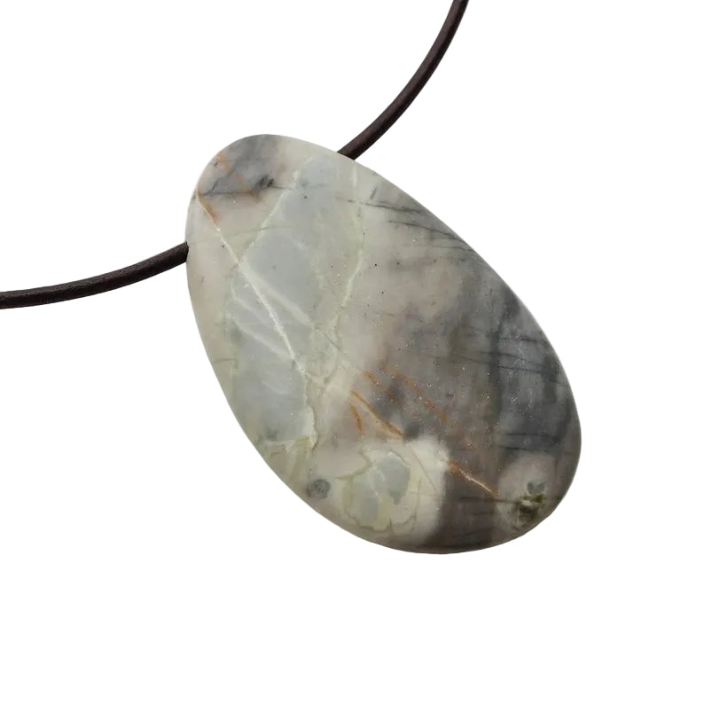 Picasso Jaspis Edelstein Kette mit Lederband