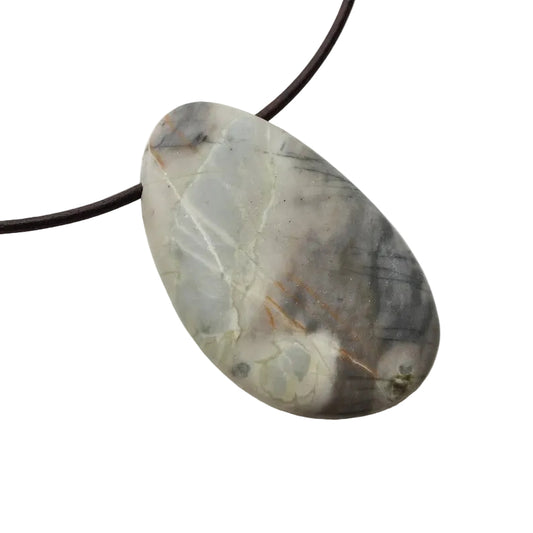 Picasso Jaspis Edelstein Kette mit Lederband