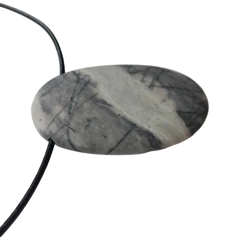Picasso Jaspis Edelstein Kette mit Lederband