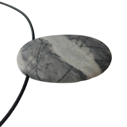 Picasso Jaspis Edelstein Kette mit Lederband